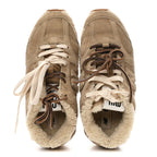 X NEW BALANCE Suede Shearling 530 SL Sneakers Ecru